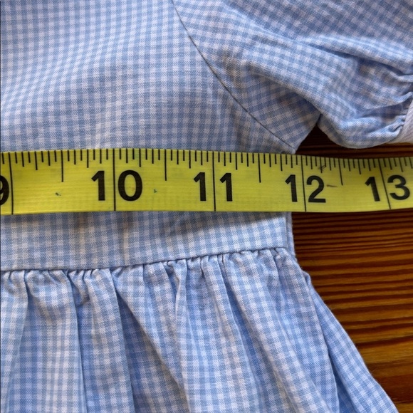 The Smocking Place Adorable Blue Gingham Dress W/Embroidered Crayons Size 4T - Picture 6 of 8